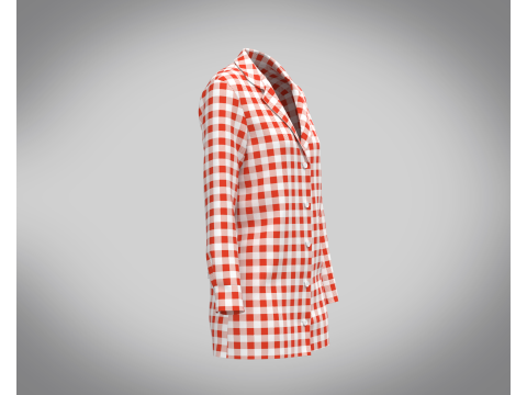Ladies Red Striped Print Shirt Modelo 3D