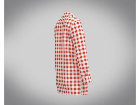 Ladies Red Striped Print Shirt Modelo 3D