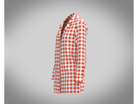 Ladies Red Striped Print Shirt Modelo 3D