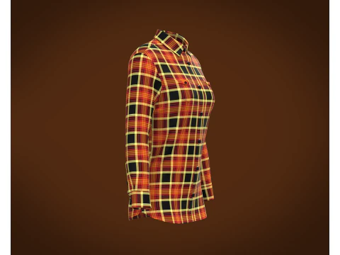 Ladies Striped Print Shirt 3D Model