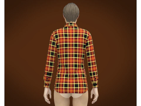 Ladies Striped Print Shirt 3D Model