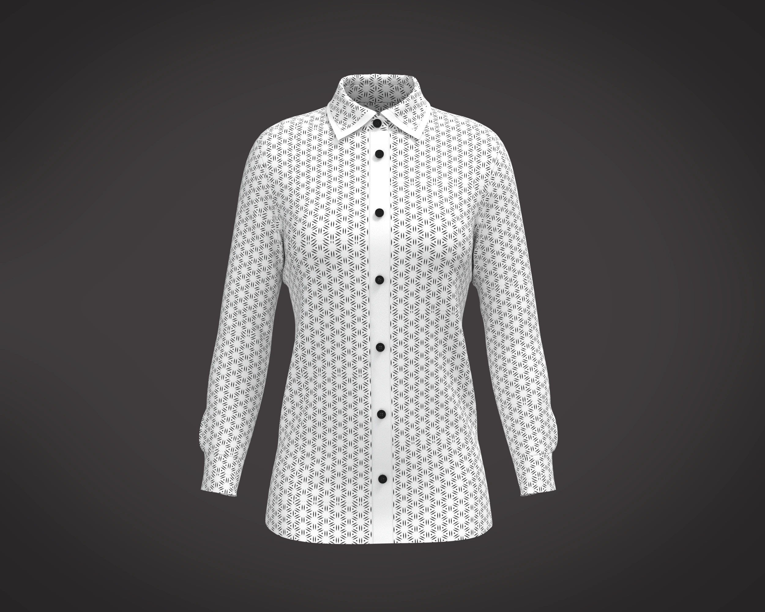 Ladies White Print Shirt 3D Model .c4d .max .obj .3ds .fbx .stl .blend 