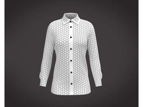 Ladies White Print Shirt Model 3D
