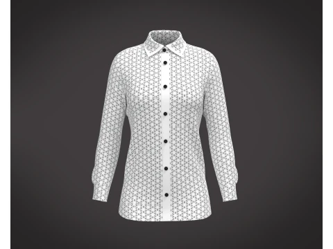 महिलाओं की सफेद प्रिंट शर्ट 3D मॉडल