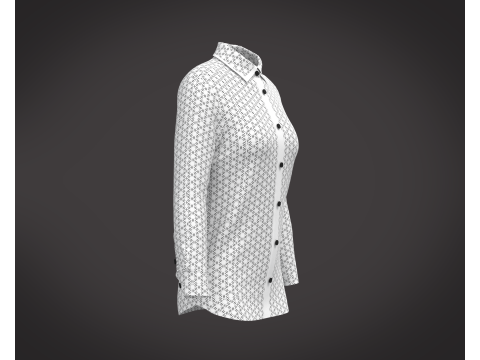 Ladies White Print Shirt Modelo 3D