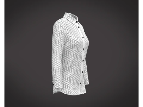 Ladies White Print Shirt 3D Model
