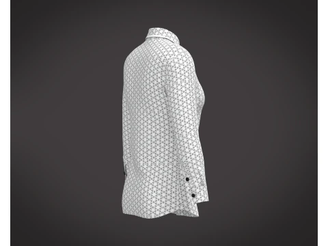 Ladies White Print Shirt 3D Model