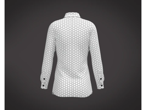 Ladies White Print Shirt 3D Model