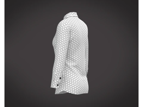 Ladies White Print Shirt 3D Model