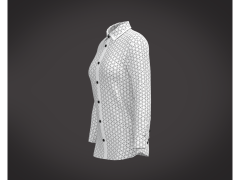 Ladies White Print Shirt Modelo 3D