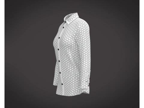 Ladies White Print Shirt 3D Model