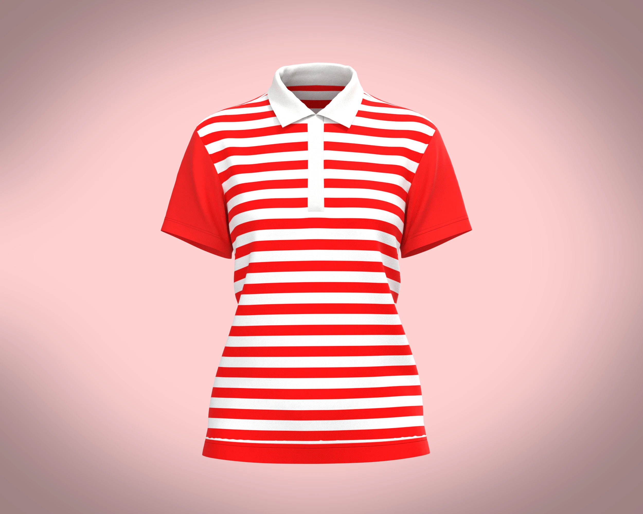 Ladies Red Striped Polo 3D Model .c4d .max .obj .3ds .fbx .stl .blend