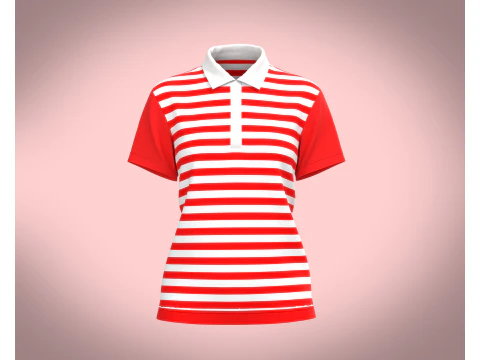Polo feminino listrado vermelho Modelo 3D