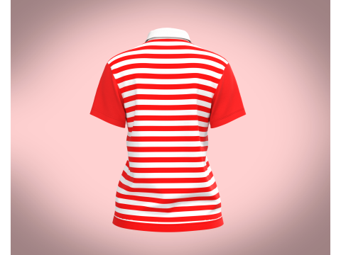 Ladies Red Striped Polo Modelo 3D
