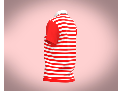 Ladies Red Striped Polo Modelo 3D