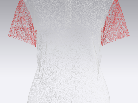 Ladies Red Striped Polo Modelo 3D