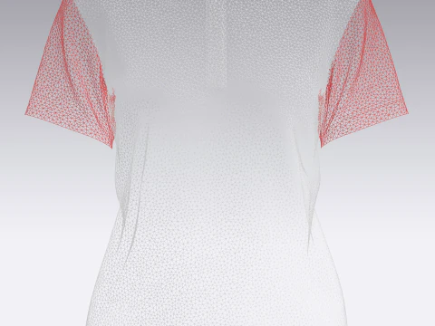 Ladies Red Striped Polo 3D Model