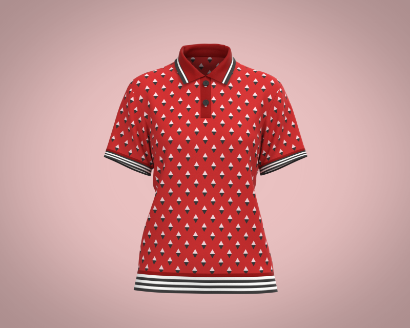 Ladies Red Print Polo Modello 3D .c4d .max .obj .3ds .fbx .stl .blend 