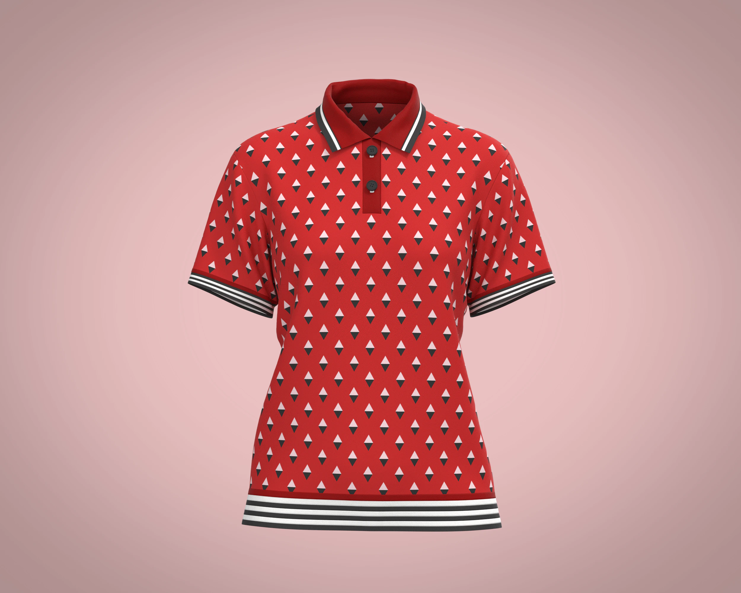 Ladies Red Print Polo 3D Model .c4d .max .obj .3ds .fbx .stl .blend