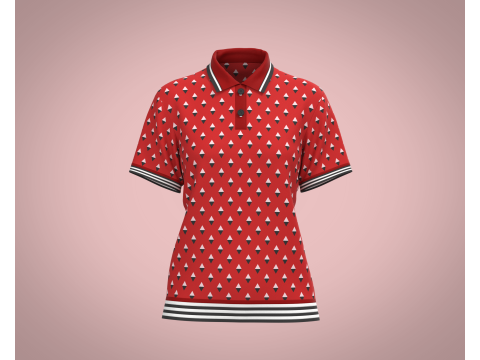 Ladies Red Print Polo 3D Model