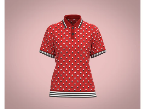 Polo da donna stampata rossa Modello 3D