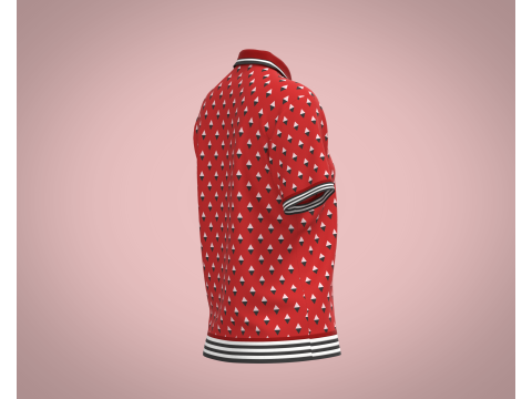 Ladies Red Print Polo Modello 3D