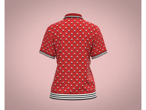 Ladies Red Print Polo 3D Model