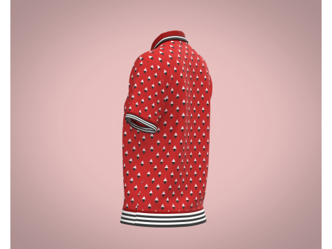 Ladies Red Print Polo Modello 3D