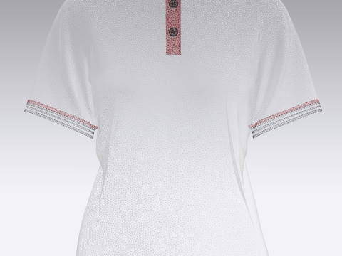 Ladies Red Print Polo Modello 3D