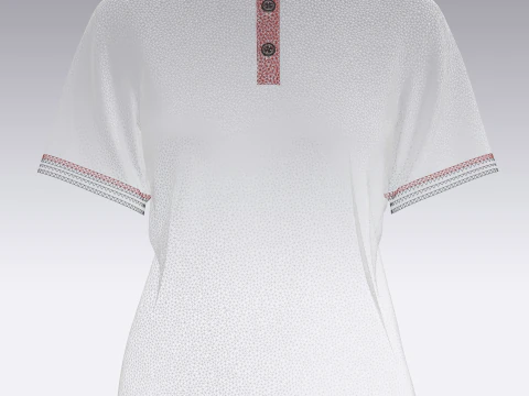 Ladies Red Print Polo 3D Model