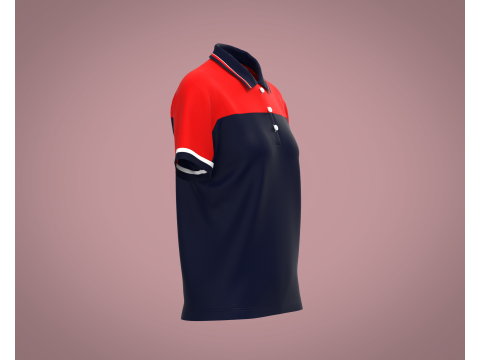 Ladies Red and Blue Polo 3D Model