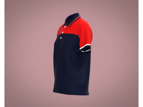 Ladies Red and Blue Polo 3D Model