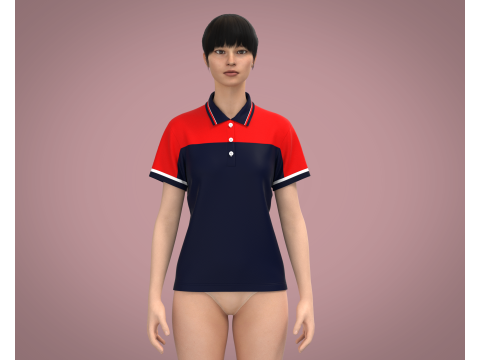 Ladies Red and Blue Polo 3D Model