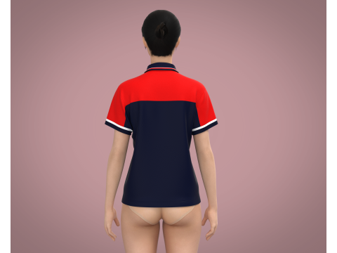 Ladies Red and Blue Polo 3D Model