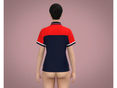 Ladies Red and Blue Polo 3D Model