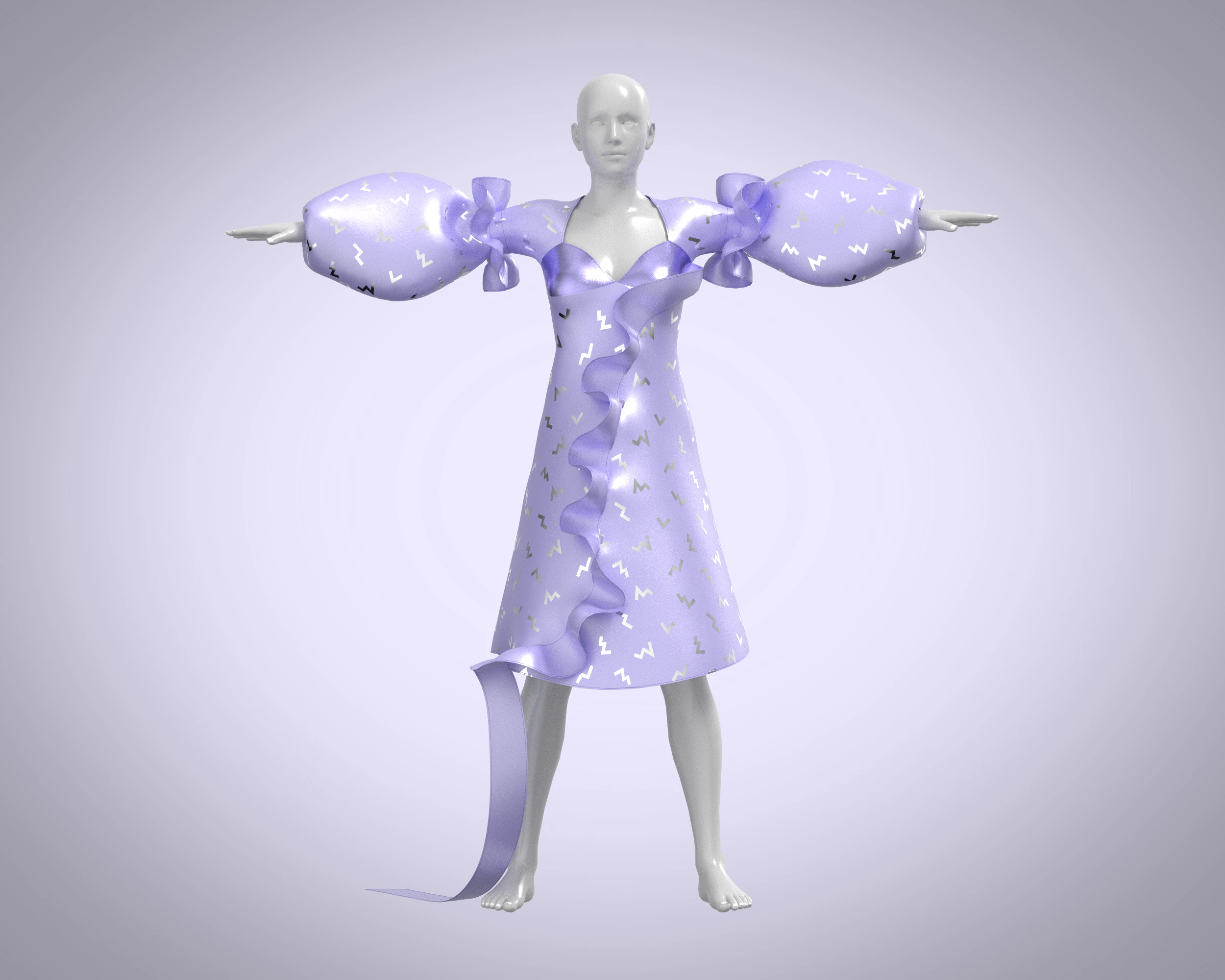 Ladies Puffy Party Dress 3D Model .c4d .max .obj .3ds .fbx .stl .blend 