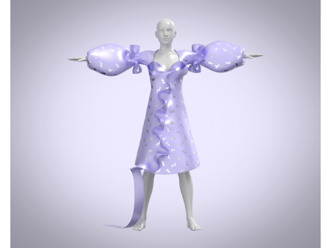 Ladies Puffy Party Dress Modelo 3D