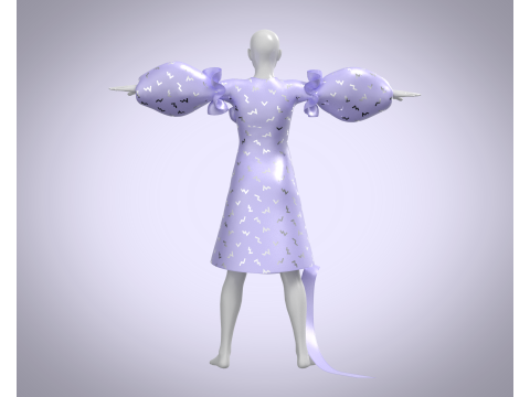 Ladies Puffy Party Dress 3D 모델