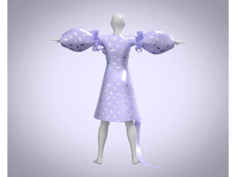 Ladies Puffy Party Dress 3D Model