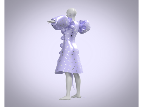 Ladies Puffy Party Dress 3D 모델