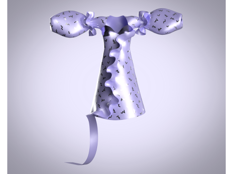 Ladies Puffy Party Dress 3D 모델