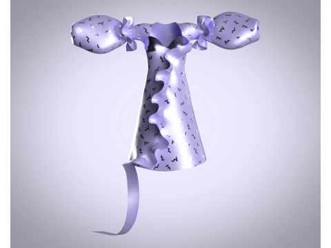 Ladies Puffy Party Dress 3D Model