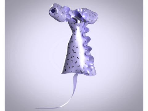 Ladies Puffy Party Dress 3D Model