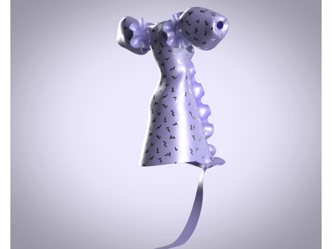 Ladies Puffy Party Dress 3D 모델