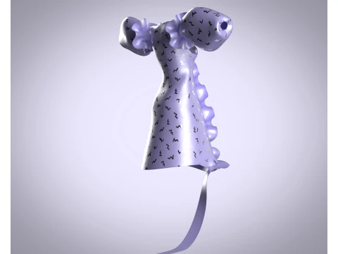 Ladies Puffy Party Dress 3D Model