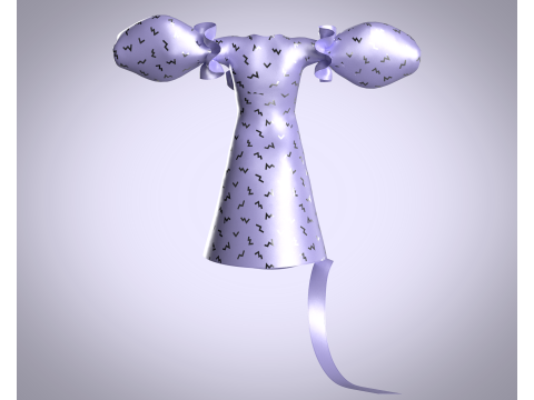 Ladies Puffy Party Dress 3D 모델