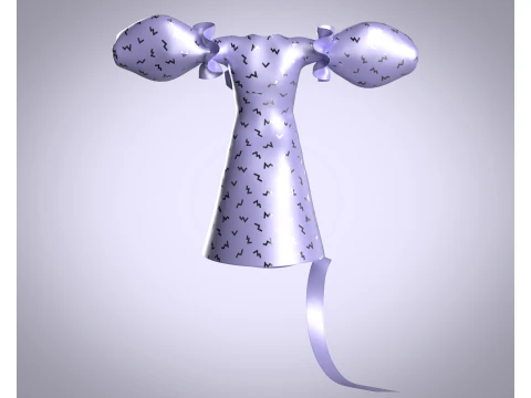 Ladies Puffy Party Dress 3D Model
