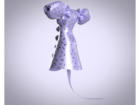 Ladies Puffy Party Dress 3D 모델