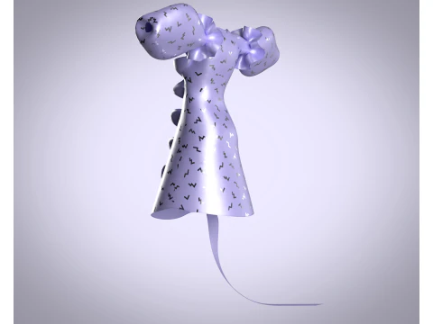 Ladies Puffy Party Dress 3D Model