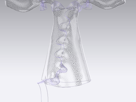 Ladies Puffy Party Dress 3D 모델